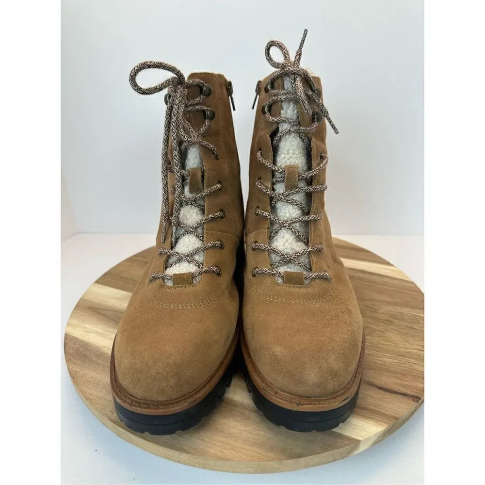 MARC FISHER size 10 IZMA Shearling Hiker Boots Booties Shoes